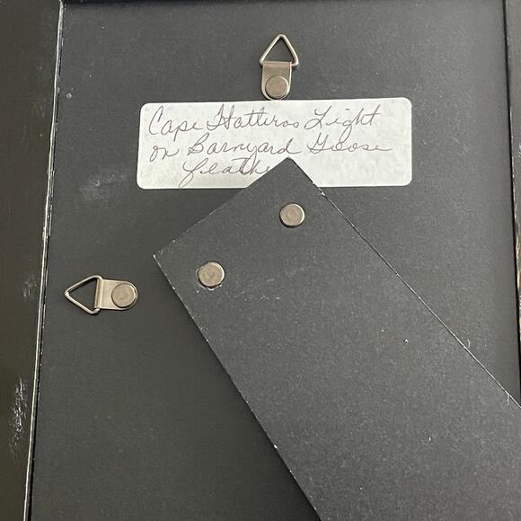 Hand Painted Cape Hatteras Light House Barnyard Goose Feather Framed Art - Picture 4 of 4